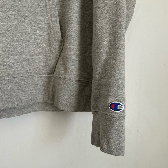 🩷AUTHENTIC CHAMPION GRAY HOODIE SWEATSHIRT FALL WINTER SIZE LARGE LOGO - Picture 3 of 8